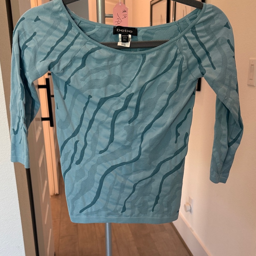 Bebe Aqua Wave Long Sleeve Top